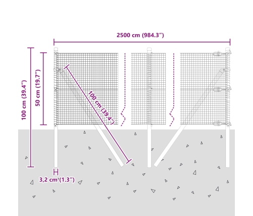 Žoga Poste Komplekts 2 Gabali Pelēks Plastmasa, Metāls 25 X 0.5 M Vidaxl