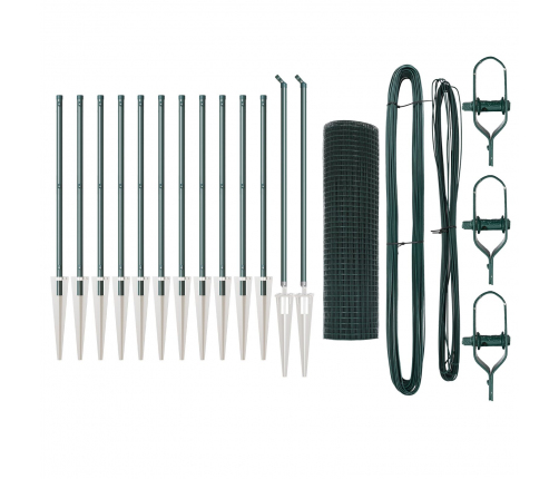 Vītņotais Žogs Ar 13 Enkurskabām Zaļš 0.6X25 M Tērauds Vidaxl