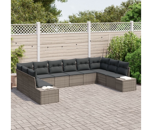 10 Daļu Dārza Dīvānu Komplekts Ar Spilveniem Pelēks Polietilēna Rotangpalma Vidaxl