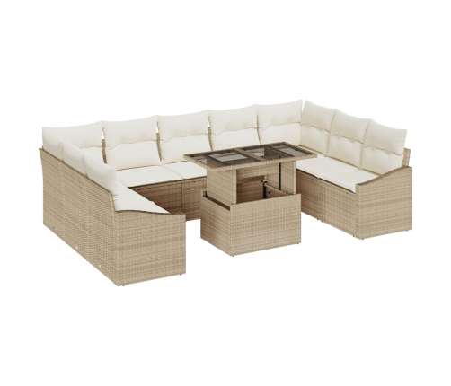 10 Gabalu Dārza Dīvānu Komplekts Ar Spilveniem Bēšā Poli Rotangpalmas Vidaxl