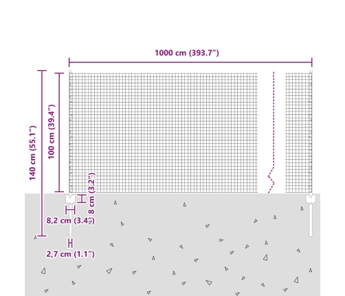 Vistas Tīkls 2 Komplekts Cinkots Tērauds 10 X 1 M Izturīgs Vidaxl