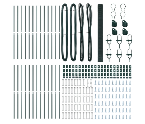 Savilkto Metāla Žogs Ar 13 Stabiem Zaļš 1.5X50 M Tērauda Vidaxl