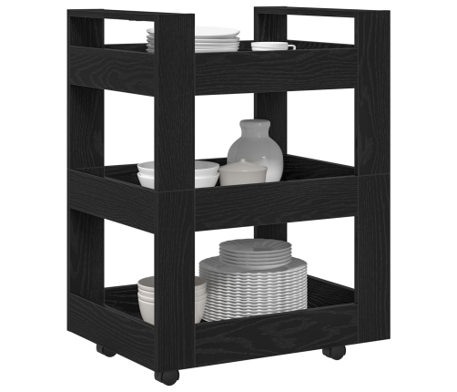 Virtuves Ratiņš Melna Ozola 60X45X80 Cm Inženierijas Koka Vidaxl