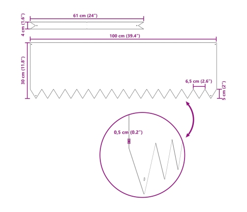 Zāliena Apmalītes 30 Gab. 100X0,5X30 Cm Nerūsējošais Tērauds Vidaxl