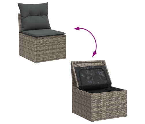 11 Daļu Dārza Dīvānu Komplekts Ar Spilveniem Pelēkā Krāsā Polietilēna Rotangpalmas Vāciņā Vidaxl