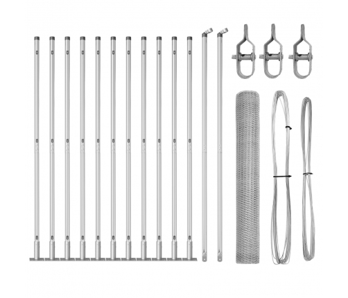 Vidaxl Sešstūra Žogs 0,8X25 M Galvanizēts Tērauds,  Žoga Stabi Ar Pamata Plāksnēm 13 Gabali Ø32Mm 90Cm Galvanizēts Tērauds Vidaxl
