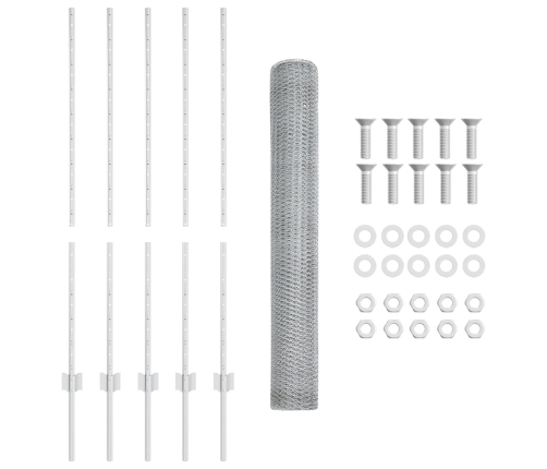 Vidaxl Nožogojuma Stabi 10 Gab. U-Veida Kanāls 120 Cm Galvanizēts Tērauds,  Sešstūra Nožogojums 1.2X10 M Galvanizēts Tērauds Vidaxl