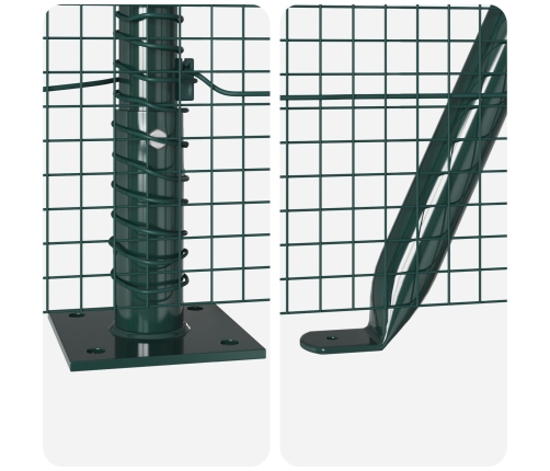 Zaļais Žoga Stabu Komplekts 2 Gab. Zaļš Metāls 25 X 1 M Vidaxl