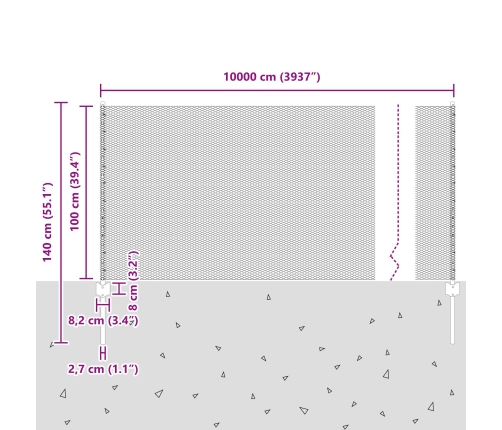 Vidaxl Žogu Stabi 22 Gab. U-Kanāls 100 Cm Cinkots Tērauds,  Sešstūra Žogs 1X100 M Cinkots Tērauds Vidaxl