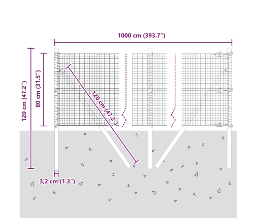 Savilktais Vads Ar 7 Stabiem Zaļš 0.8X10 M Tērauds Vidaxl