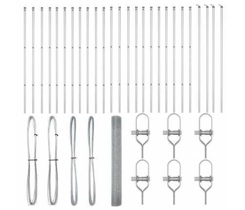 Vidaxl Žogs Ar 13 Stabiem 1X50 M Galvanizēts Tērauds