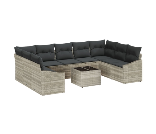 10 Daļu Dārza Dīvānu Komplekts Ar Spilveniem Pelēkā Poli Rotangpalmas Vidaxl