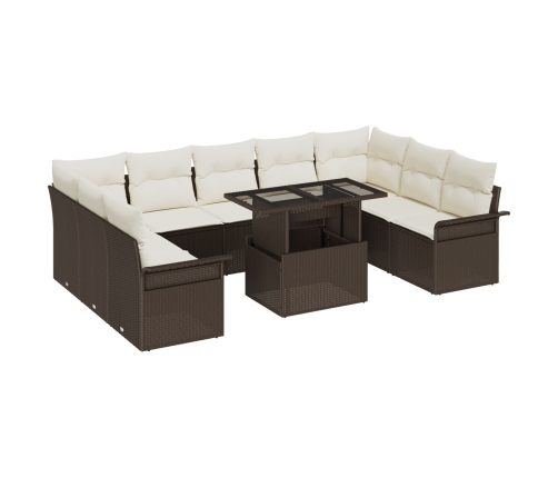 10 Daļu Dārza Dīvānu Komplekts Ar Spilveniem Brūnas Poli Rotangpalmas Vidaxl