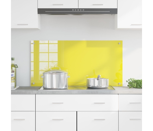 Virtuves Atpakaļgals Dzeltens 100X50X0,6 Cm Rūdīts Stikls Vidaxl