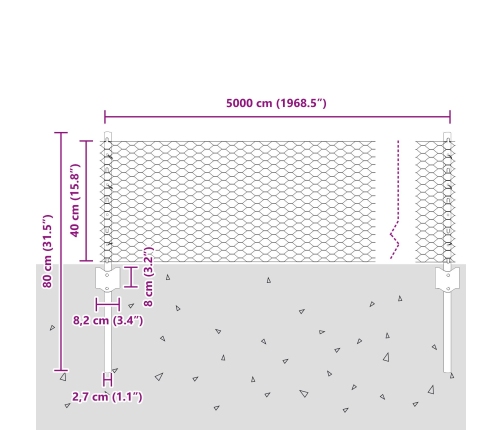 Vidaxl Žogu Pāļi 11 Gab. U-Kanāls 40 Cm Cinkots Tērauds,  Sešstūra Žogs 0.4X50 M Cinkots Tērauds Vidaxl