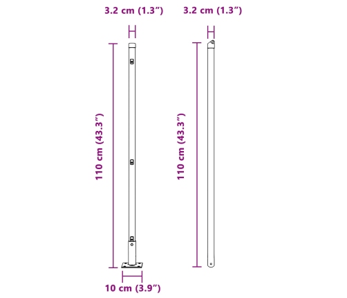 Žogu Stabi Ar Pamatplāksnēm 7 Gab. Ø32 Mm 110 Cm Cinkots Tērauds Vidaxl