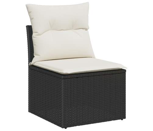 11 Gabalu Dārza Dīvānu Komplekts Ar Spilveniem Melna Poli Rotangpalma Vidaxl