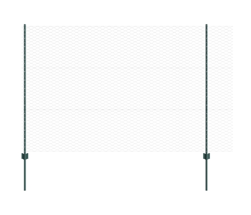 Vidaxl Žogu Stabi 11 Gab. U-Kanāls Zaļš 150 Cm Tērauds,  Sešstūra Žogs Zaļš 1.5 X 50 M Tērauds Vidaxl