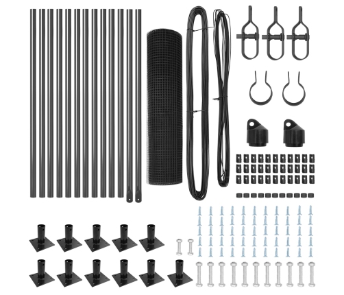 Vīto Žogs Ar 13 Flangētiem Stabiem Pelēks 0.4X25 M Tērauds Vidaxl