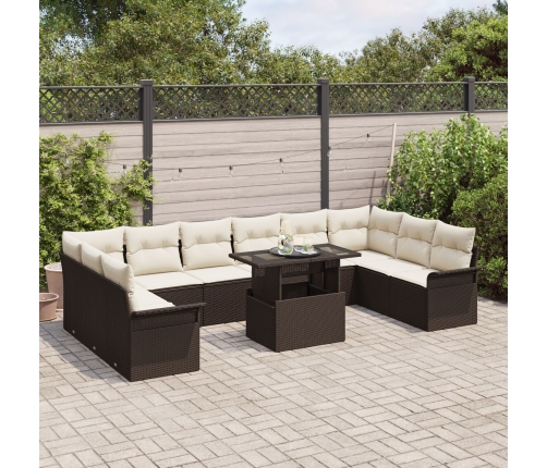 11 Gab Dārza Dīvānu Komplekts Ar Spilveniem Brūnā Poli Rotangpalma Vidaxl