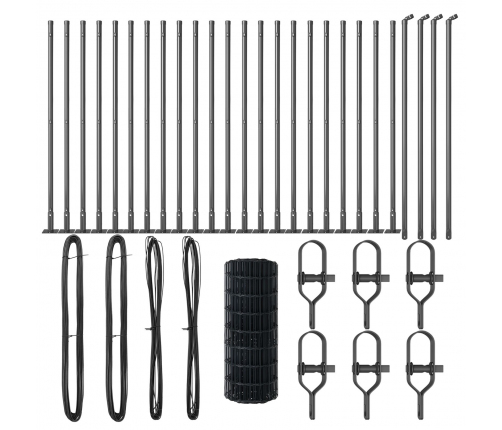 Vidaxl Eiro Žogs Ar 13 Flanged Posteņiem 0.6X50 M Galvanizēts Tērauds