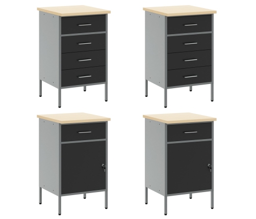 10 Daļu Darba Skapja Un Naglu Dēļa Komplekts, Melns Mdf Un Metāls Vidaxl