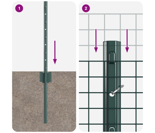 Zaļais Metinātais Stieples Žogs Ar 5 U Posteņiem 0.6X10 M Tēraudā Vidaxl