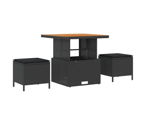 Vidaxl 9 Gabalu Dārza Dīvānu Komplekts Ar Spilveniem Melnā Poli Rotangpalmas Akācijā,  3 Gabalu Dārza Ēdamistabas Komplekts Ar Spilveniem Melnā Poli Rotangpalmas Akācijā Vidaxl