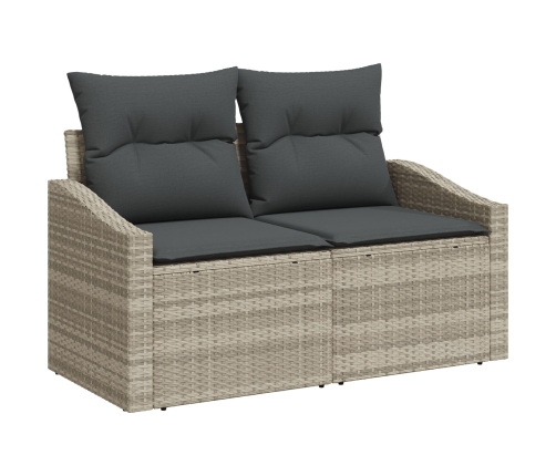 11 Gabalu Dārza Dīvāna Komplekts Ar Spilveniem, Gaiši Pelēks Poli Rotangpalma Vidaxl