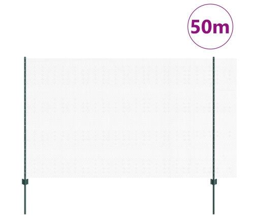 Vidaxl Žoga Stabi 11 Gab U-Kanāls Zaļā 160 Cm Tērauds,  Sešstūra Žogs Zaļš 1.6X50 M Tērauds Vidaxl