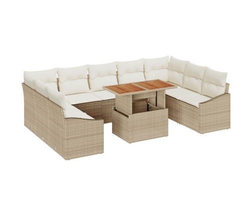 10 Daļu Dārza Dīvānu Komplekts Ar Spilveniem Bēšs Poli Rotangpalma Vidaxl