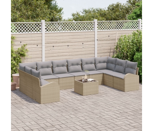 11 Daļu Dārza Dīvānu Komplekts Ar Spilveniem Bēšā Poli Rattan Vidaxl