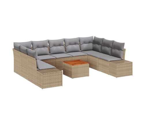 10 Gab. Dārza Dīvānu Komplekts Ar Spilveniem Bēšs Poli Rotangpalma Akācija Vidaxl