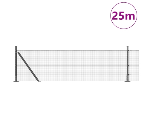 Savilktais Metāla Žogs Ar 13 Flanged Stabiem 0.6X25 M Galvanizēta Tērauda Vidaxl