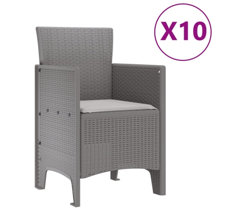 11 Gabalu Dārza Ēdamistabas Komplekts Ar Spilveniem Gaiši Pelēkā Poli-Rotangpalma Vidaxl