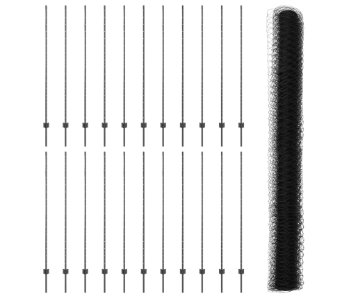 Vidaxl Žoga Stabi 22 Gab U-Kanāls Pelēks 160 Cm Tērauds,  Sešstūra Žogs Pelēks 1.6X50 M Tērauds Vidaxl