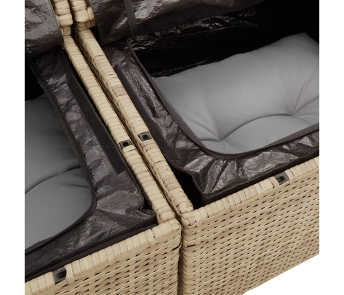 10 Gabalu Dārza Dīvānu Komplekts Ar Spilveniem Bēšs Pe Rotangpalma Vidaxl