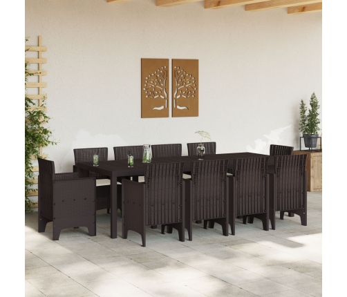 11 Daļu Dārza Ēdamistabas Komplekts Ar Spilveniem Brūna Polietilēna Rotangpalma Vidaxl