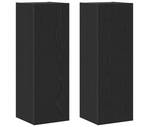 Tv Skapji Pie Sienas, 2 Gabali, Melnā Ozolkoka, Izmēri 30,5X30X90 Cm, Inženierijas Koks Vidaxl