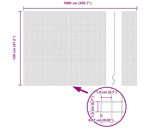 Savilktais Tīkla Žogs Ar 10 U Stabiem Sudraba 1.2X10 M Tērauda Vidaxl