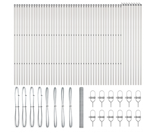 Vidaxl Sešstūra Žogs 1.5X100 M Galvanizēts Tērauds,  Žoga Balsti 13 Gab. Ø32 Mm 200 Cm Galvanizēts Tērauds Vidaxl