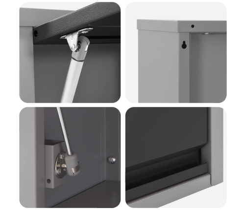 Melns Instrumentu Skapis Ar Gāzes Pacelšanas Durvīm, Sienas Uzstādīšanai, 50X25X35 Cm Vidaxl