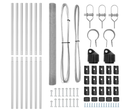 Žoga Stabu Komplekts 2 Gabali Cinkots Tērauds Cinkota Tērauda Siets Vidaxl
