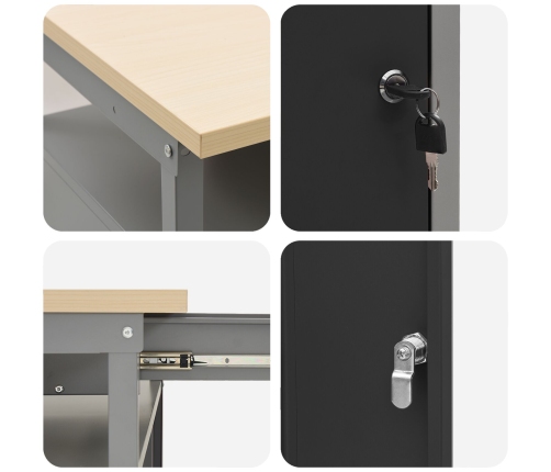 10 Daļu Darba Skapja Un Naglu Dēļu Komplekts Melnā Mdf Un Metālā Vidaxl