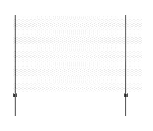 Vidaxl Žoga Stabi 22 Gab U-Kanāls Pelēks 150 Cm Tērauds,  Sešstūra Žogs Pelēks 1.5X50 M Tērauds Vidaxl