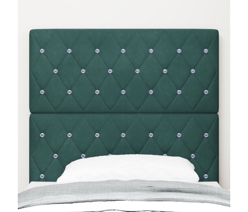 Vidaxl Gultas Galvgalis Kristāla Poga Tuftēts Tumši Zaļš 100 Cm Samts,  Gultas Galvgalis Kristāla Poga Tuftēts Tumši Zaļš 200 Cm Samts Vidaxl