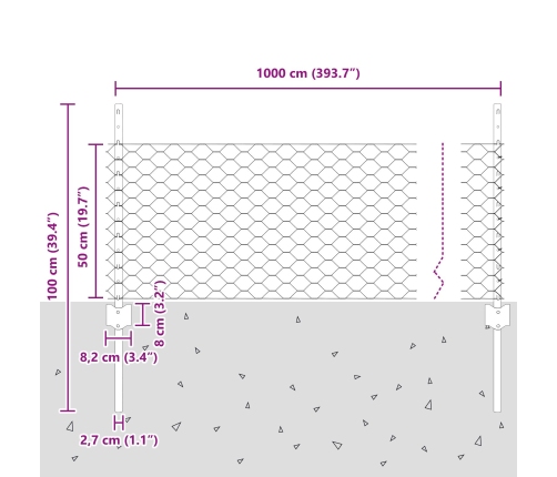 Vidaxl Žogu Stabi 5 Gab U-Kanāls 60 Cm Cinkots Tērauds,  Sešstūra Žogs 0.5X10 M Cinkots Tērauds Vidaxl