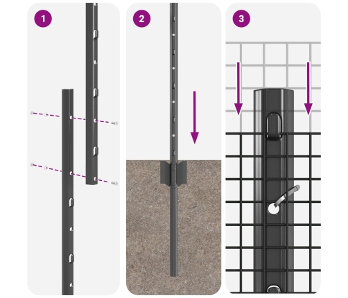 Vistas Stiepļu Žogu Komplekts 2 Gab. Pelēks Pulverkrāsots Tērauds Vidaxl