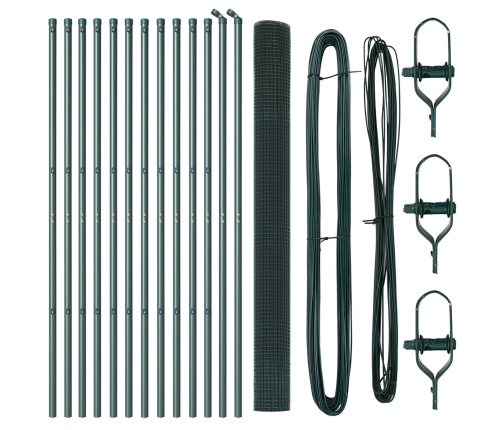 Žoga Stabu Komplekts 2 Gab. Zaļš Pulverkrāsots Tērauds 25 X 1.5 M Vidaxl