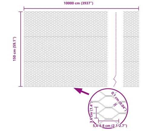 Vidaxl Žogu Stabi 22 Gb U-Kanāls Pelēks 150 Cm Tērauds,  Sešstūra Žogs Pelēks 1.5X100 M Tērauds Vidaxl